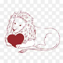 抱爱心的狮子矢量-空若网 抱爱心的狮子矢量-空若网