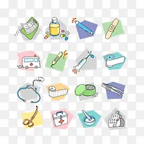 卡通医疗图标矢量图-空若网 卡通医疗图标矢量图-空若网