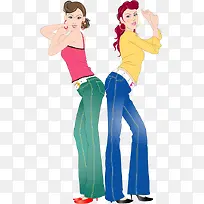 时尚姐妺花矢量图-空若网 时尚姐妺花矢量图-空若网