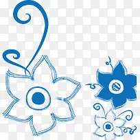 蓝色线条花朵-空若网 蓝色线条花朵-空若网