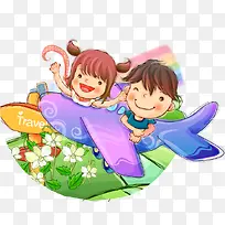 手绘儿童插画矢量图-空若网 手绘儿童插画矢量图-空若网