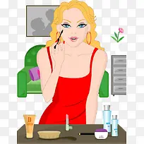 美女化妆插画矢量-空若网 美女化妆插画矢量-空若网