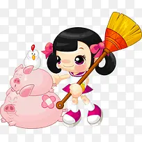 卡通女孩矢量图-空若网 卡通女孩矢量图-空若网