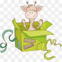 礼盒长颈鹿矢量卡通手绘素材-空若网 礼盒长颈鹿矢量卡通手绘素材-空若网