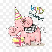 粉色卡通小象生日-空若网 粉色卡通小象生日-空若网