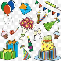 矢量卡通生日元素-空若网 矢量卡通生日元素-空若网