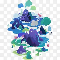 高清手绘多彩山形状-空若网 高清手绘多彩山形状-空若网