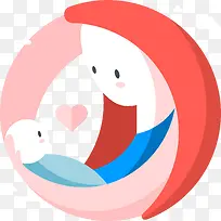 母亲节圆形扁平化母亲插画-空若网 母亲节圆形扁平化母亲插画-空若网