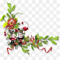 丝带绿叶花边边框-空若网 丝带绿叶花边边框-空若网