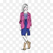 矢量卡通粉色上衣彩绘美女人物-空若网 矢量卡通粉色上衣彩绘美女人物-空若网