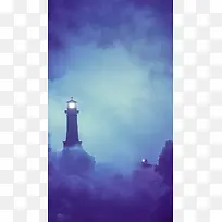 手绘插画蓝色天空-空若网 手绘插画蓝色天空-空若网