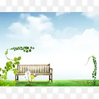 天空长椅绿草毕业季-空若网 天空长椅绿草毕业季-空若网