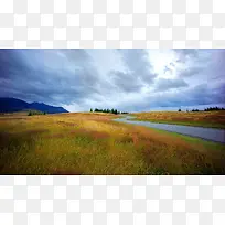 天空渲染黄色草地高清摄影-空若网 天空渲染黄色草地高清摄影-空若网