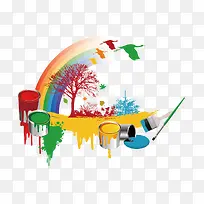 水彩树和彩虹-空若网 水彩树和彩虹-空若网