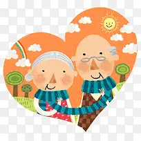 手绘爷爷奶奶爱心插画-空若网 手绘爷爷奶奶爱心插画-空若网