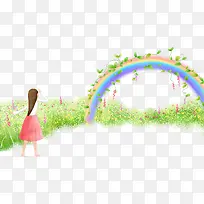 卡通女孩和卡通彩虹-空若网 卡通女孩和卡通彩虹-空若网