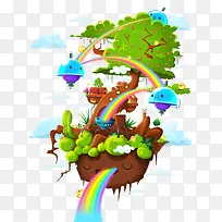 卡通树 彩虹 南瓜果-空若网 卡通树 彩虹 南瓜果-空若网