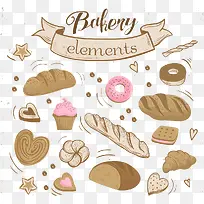 手绘数个面包甜点素材-空若网 手绘数个面包甜点素材-空若网