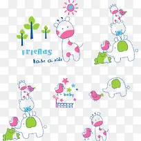 动物简笔画矢量素材-空若网 动物简笔画矢量素材-空若网