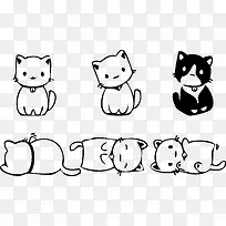 6只可爱的卡通小猫咪矢量图-空若网 6只可爱的卡通小猫咪矢量图-空若网