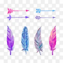 水彩羽毛矢量图-空若网 水彩羽毛矢量图-空若网