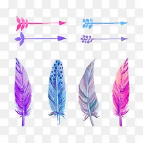 水彩羽毛矢量图-空若网 水彩羽毛矢量图-空若网