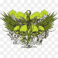 手绘骷髅翅膀印花-空若网 手绘骷髅翅膀印花-空若网