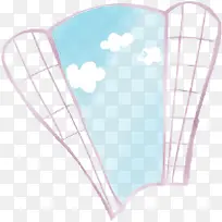 手绘插画窗户云朵-空若网 手绘插画窗户云朵-空若网