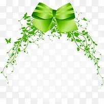 绿色卡通清新丝带蝴蝶结树枝设计-空若网 绿色卡通清新丝带蝴蝶结树枝设计-空若网