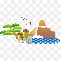 寿比南山新年海报PNG矢量素材-空若网 寿比南山新年海报PNG矢量素材-空若网