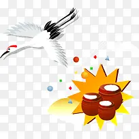 新年大米仙鹤png矢量素材-空若网 新年大米仙鹤png矢量素材-空若网