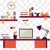 矢量手绘卡通办公桌-空若网 矢量手绘卡通办公桌-空若网