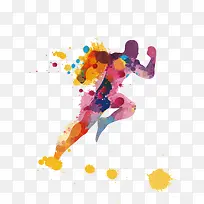 矢量水彩奔跑的人-空若网 矢量水彩奔跑的人-空若网