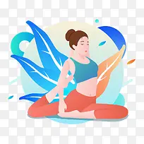 彩色扁平化瑜伽运动卡通插画-空若网 彩色扁平化瑜伽运动卡通插画-空若网