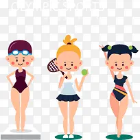 矢量卡通运动女孩-空若网 矢量卡通运动女孩-空若网