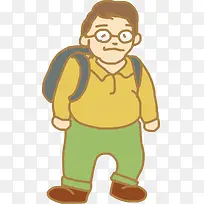 手绘卡通学生背书包-空若网 手绘卡通学生背书包-空若网