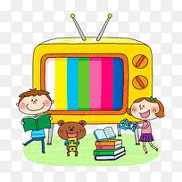 孩子和电视和书本-空若网 孩子和电视和书本-空若网