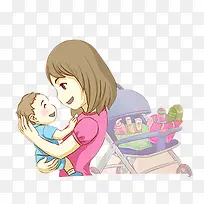 卡通手绘母亲和孩子-空若网 卡通手绘母亲和孩子-空若网