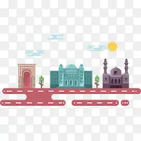 建筑旅游景点矢量素材-空若网 建筑旅游景点矢量素材-空若网