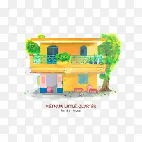 黄色手绘卡通房屋-空若网 黄色手绘卡通房屋-空若网