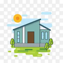 扁平化房子建筑矢量图-空若网 扁平化房子建筑矢量图-空若网