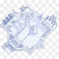 手绘房屋矢量素材-空若网 手绘房屋矢量素材-空若网