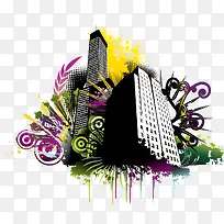 矢量水彩和建筑-空若网 矢量水彩和建筑-空若网