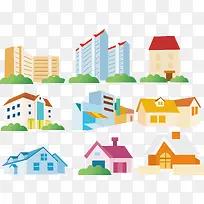 矢量房屋楼房素材卡通-空若网 矢量房屋楼房素材卡通-空若网