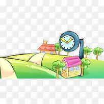 卡通草地房屋-空若网 卡通草地房屋-空若网