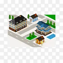 卡通城市街道·-空若网 卡通城市街道·-空若网