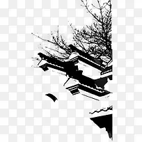 水墨房檐 树-空若网 水墨房檐 树-空若网