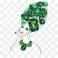 手绘宝石头发女-空若网 手绘宝石头发女-空若网