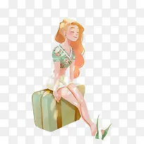 手绘卡通女孩装饰素材-空若网 手绘卡通女孩装饰素材-空若网