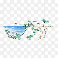 手绘旅游插画-空若网 手绘旅游插画-空若网